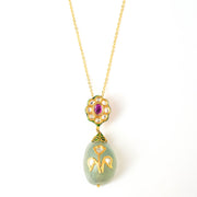 Kundan Flower Prehnite Chain Necklace
