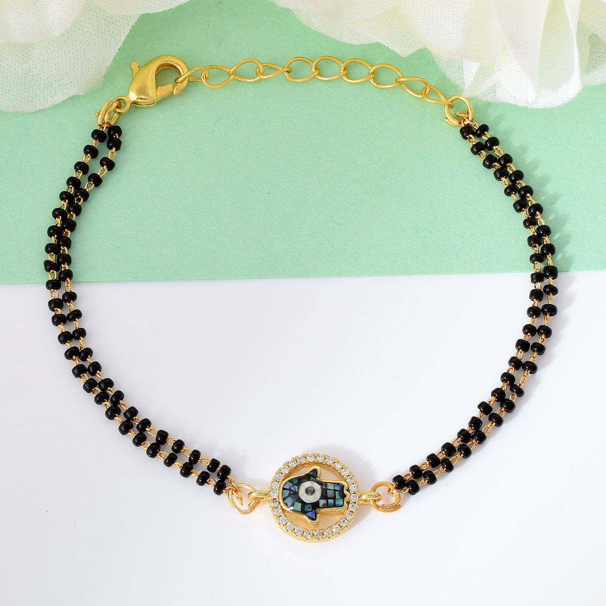 Mangalsutra Beaded Hamsa Evil Eye Bracelet