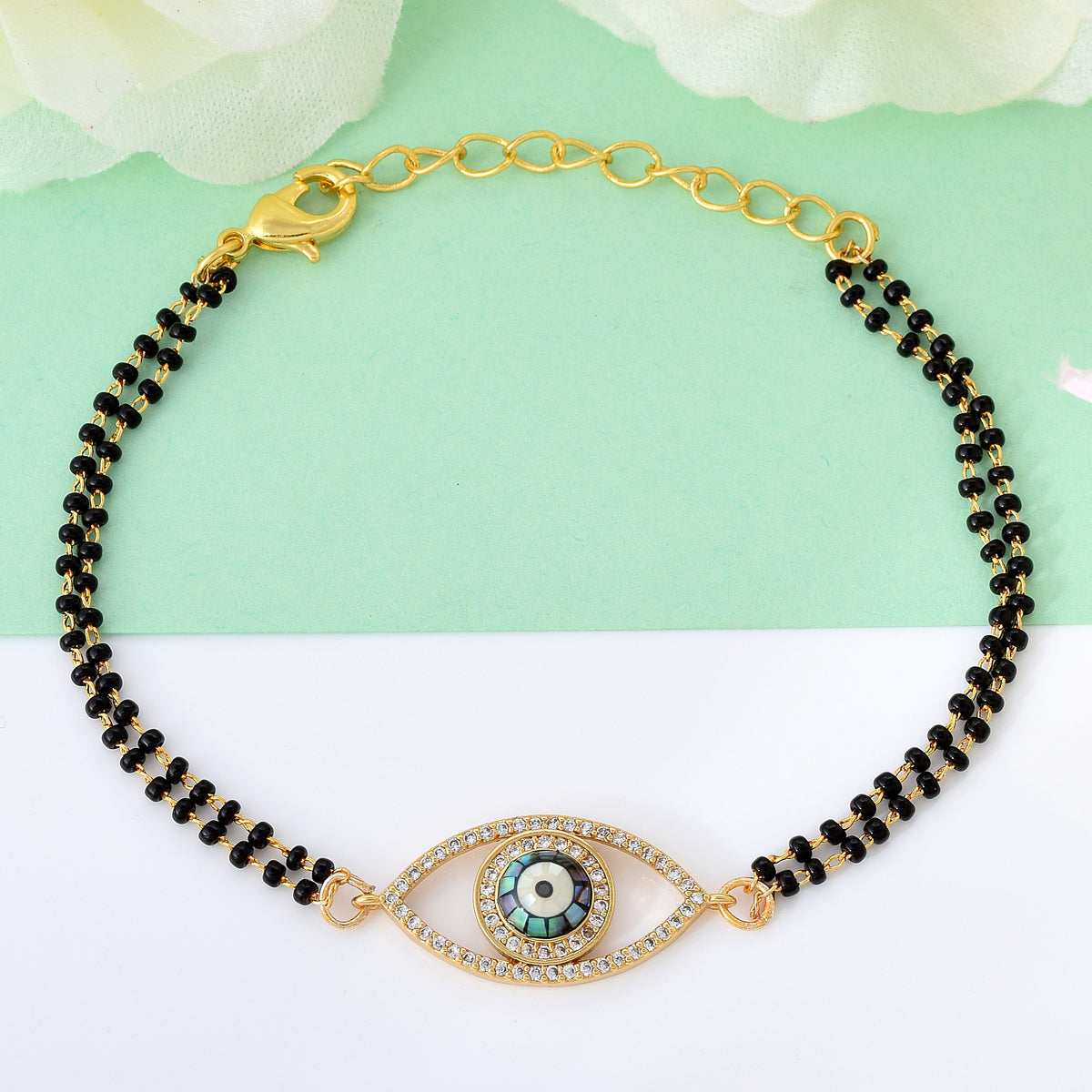 Mangalsutra Beaded Eye shaped Evil Eye Bracelet
