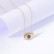 White Eye Set Of Necklace And Bracelet In Gold Finish