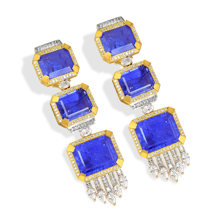 Rectangle Trio Drop Chandelier Earrings