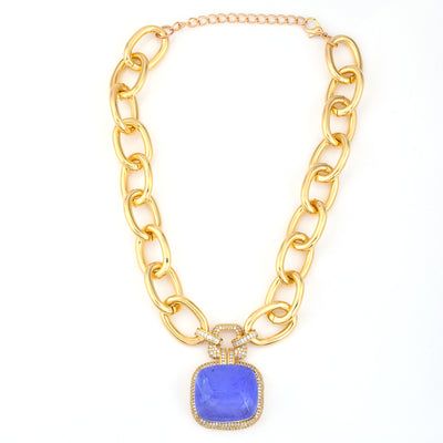 Blue Gem Candy Link Necklace
