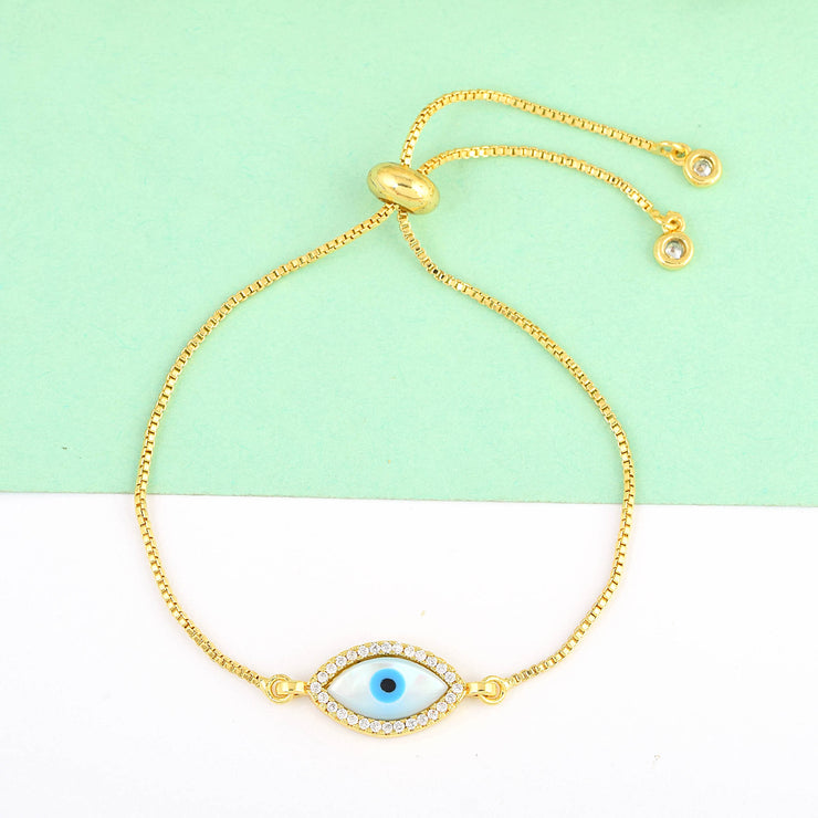 Blue Eye Shaped Evil Eye Chain Bracelet