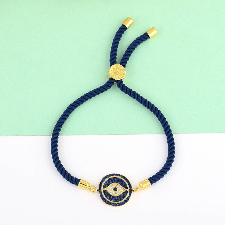 Evil Eye Blue Swarovski Rope Bracelet