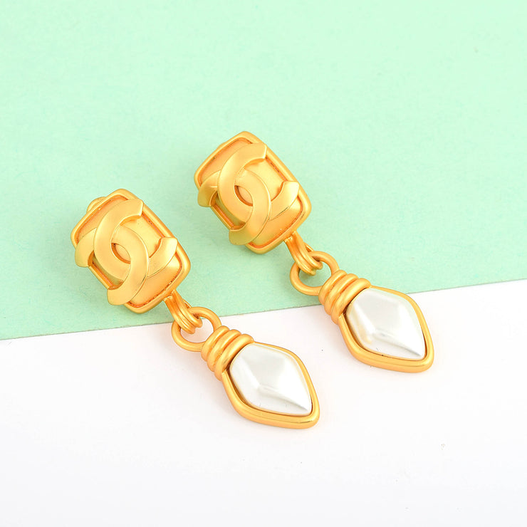 Gold Pearl Drop Earrings