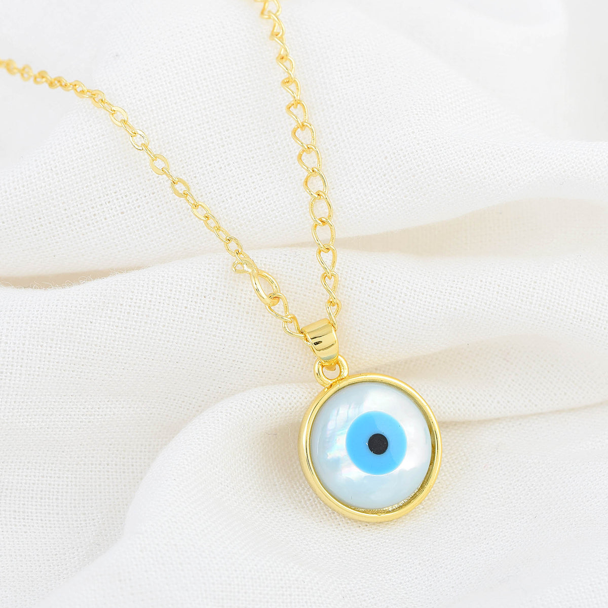Round Blue Evil Eye Necklace