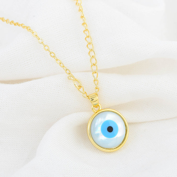 Round Blue Evil Eye Necklace