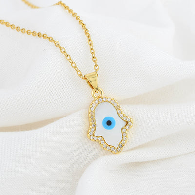 Blue Hamsa Evil Eye Necklace