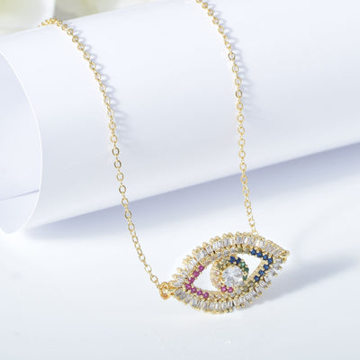 Gold Swarovski Eye Necklace