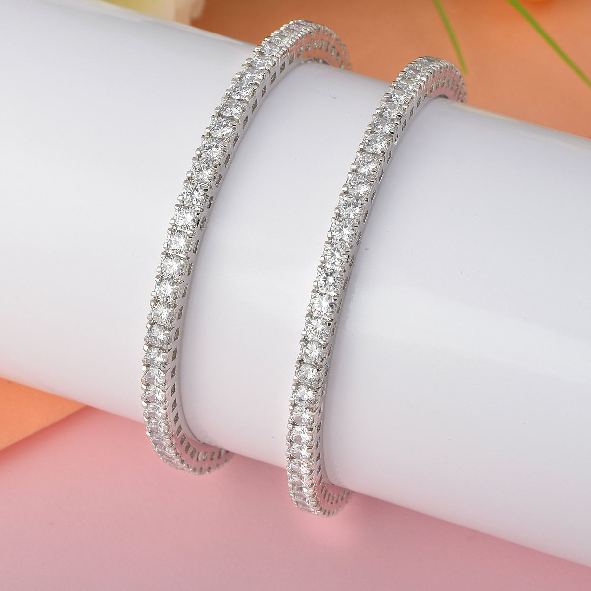 Pure Silver Solitaire Bangle