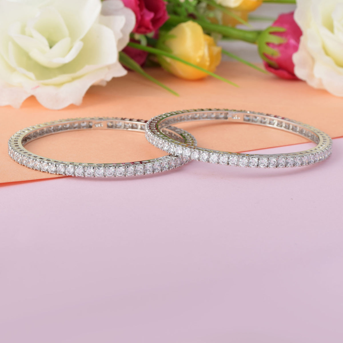 Pure Silver Solitaire Bangle