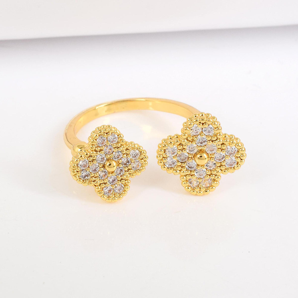 White Swarovski Flower Ring