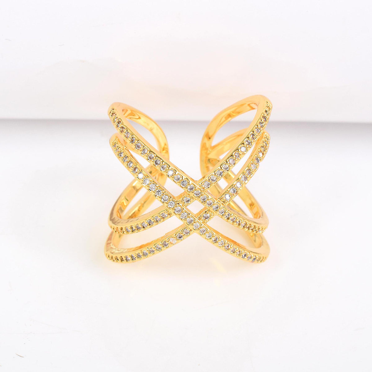 Twin Criss-cross Swarovski Ring