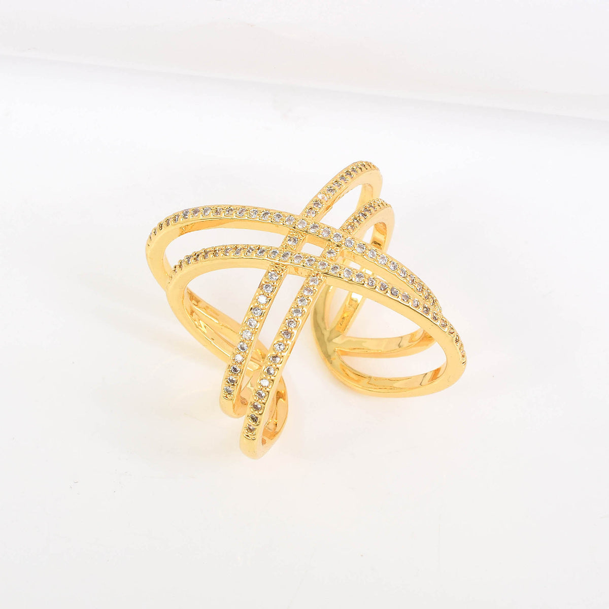 Twin Criss-cross Swarovski Ring