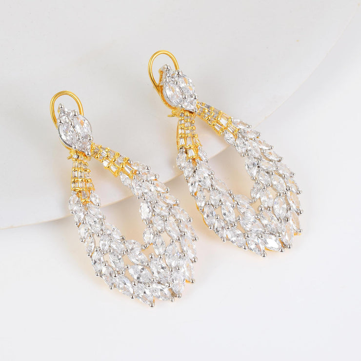 White Swarovski Tear Drop Earrings