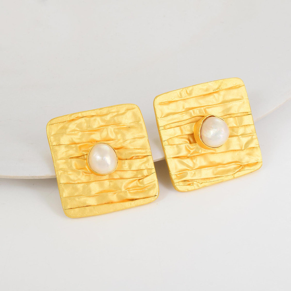 Hammered Pearl Earrings