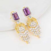 Purple Stone Dew Drop Earrings
