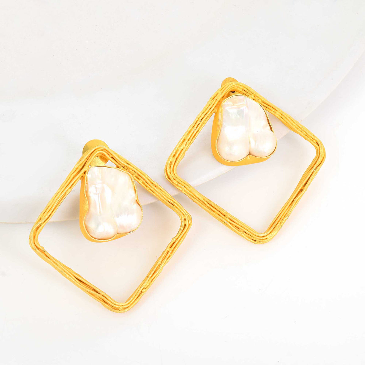 Diamond Shaped Pearl Earrings