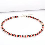 Pure Silver Red and Black Bead  Anklet