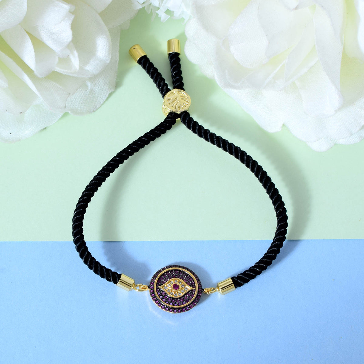 Red Swarovski Black Rope Bracelet