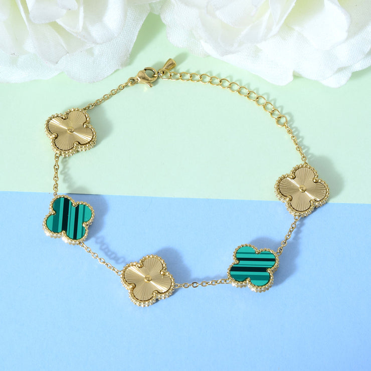 Reversible Green Flower Bracelet