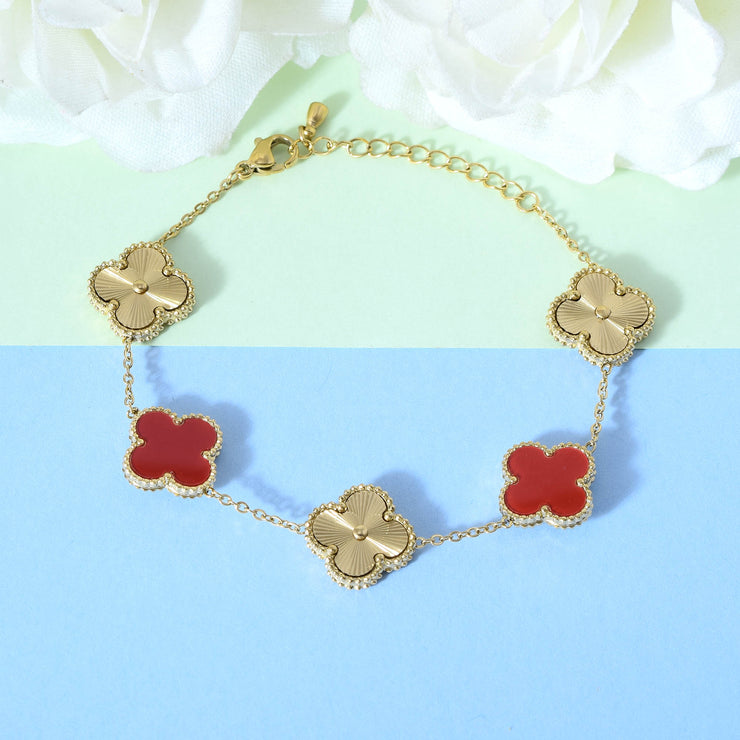 Reversible Red Flower Bracelet