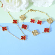 Red Flower Necklace Set