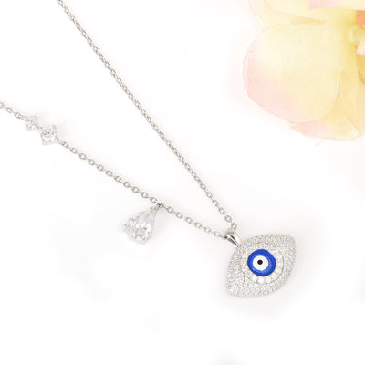 Pure Silver Sheen Evil Eye Necklace