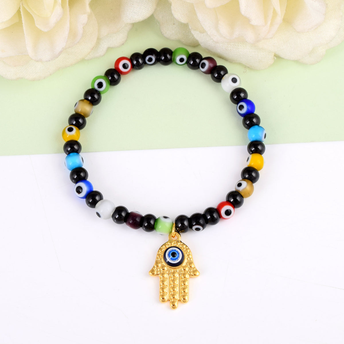 Multi Colored Evil Eye Hamsa Bracelet