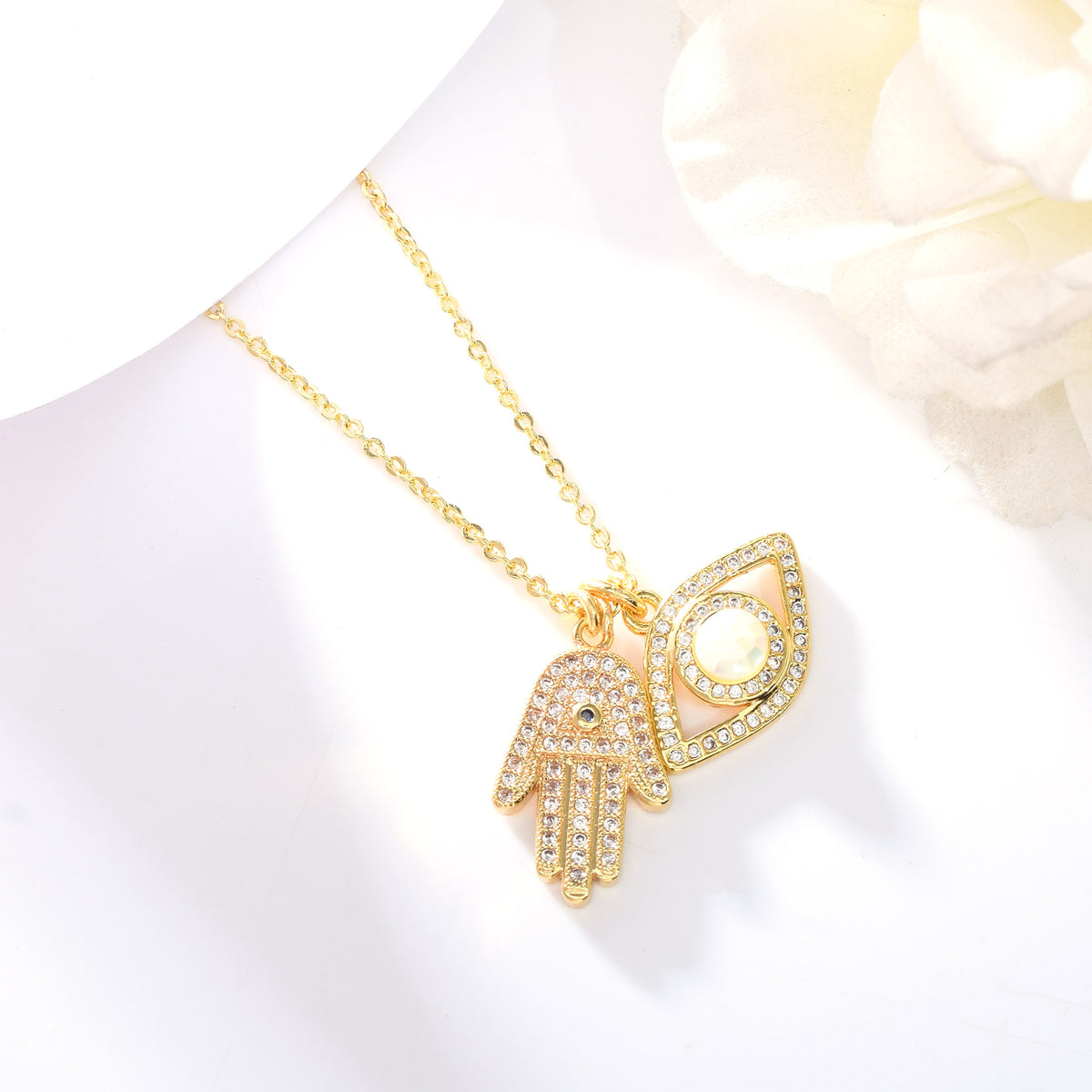 Evil Eye and Hamsa Necklace