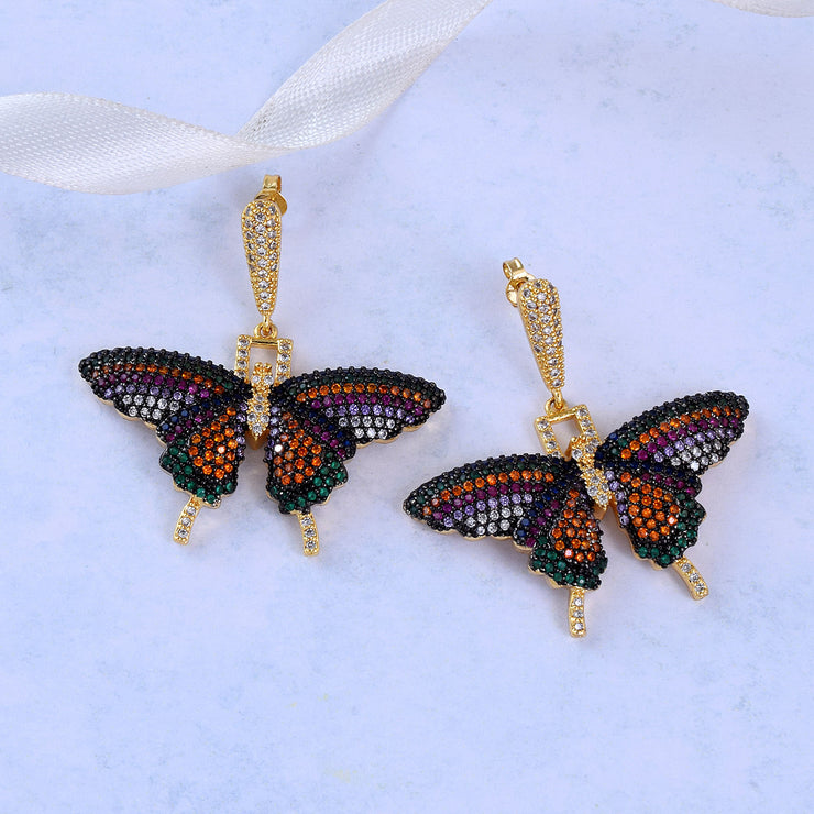 Rainbow Butterfly Dangling  Earrings