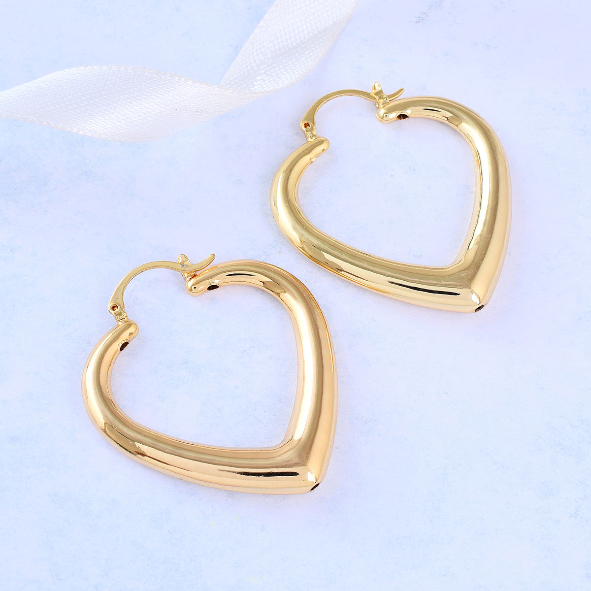 Gold Heart Hoop Earrings