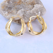 Gold Twisted Leaf Hoop Earrings
