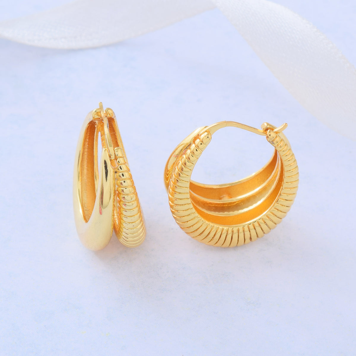 Double Gold Hoop Earrings
