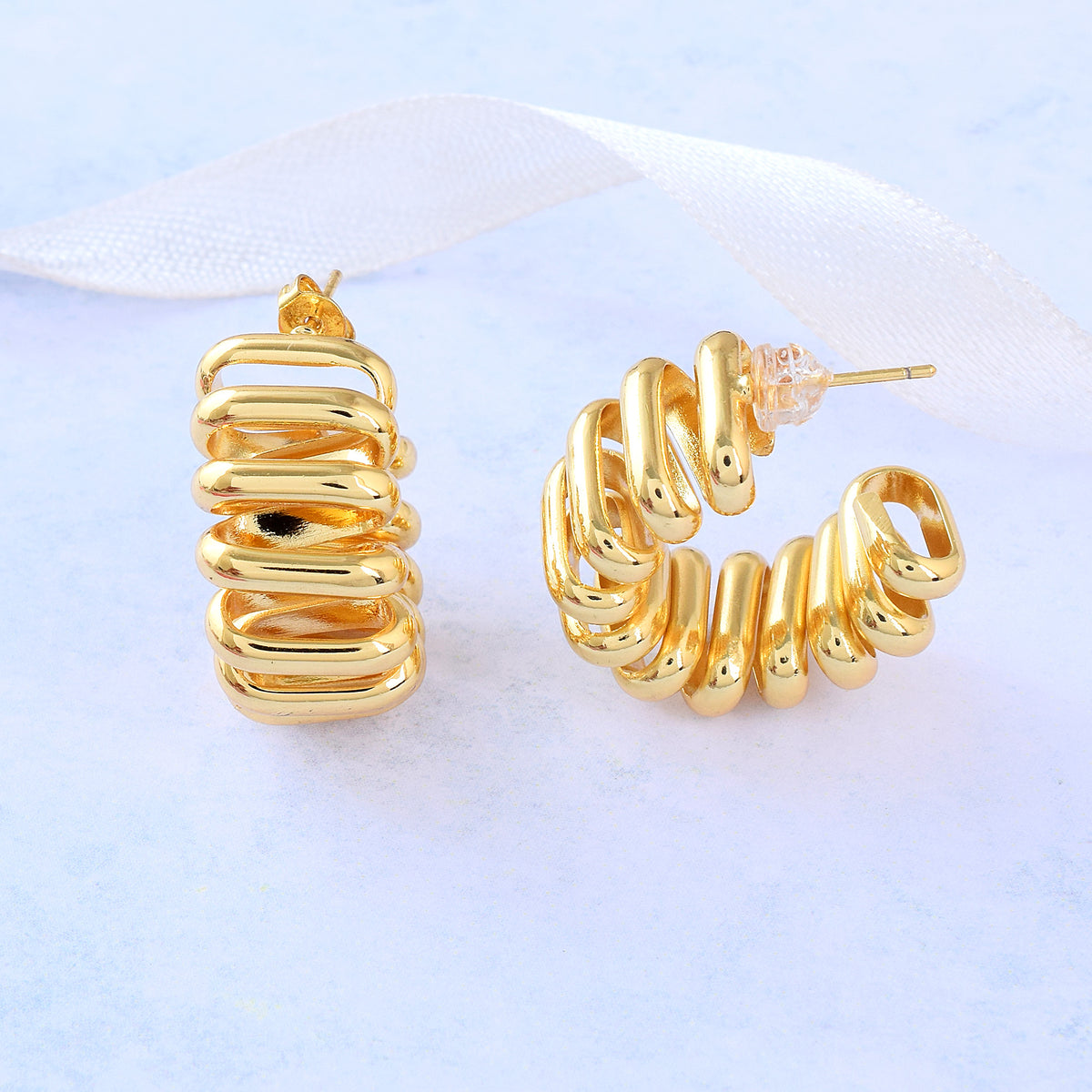 Classic Spiral Gold Hoop Earrings