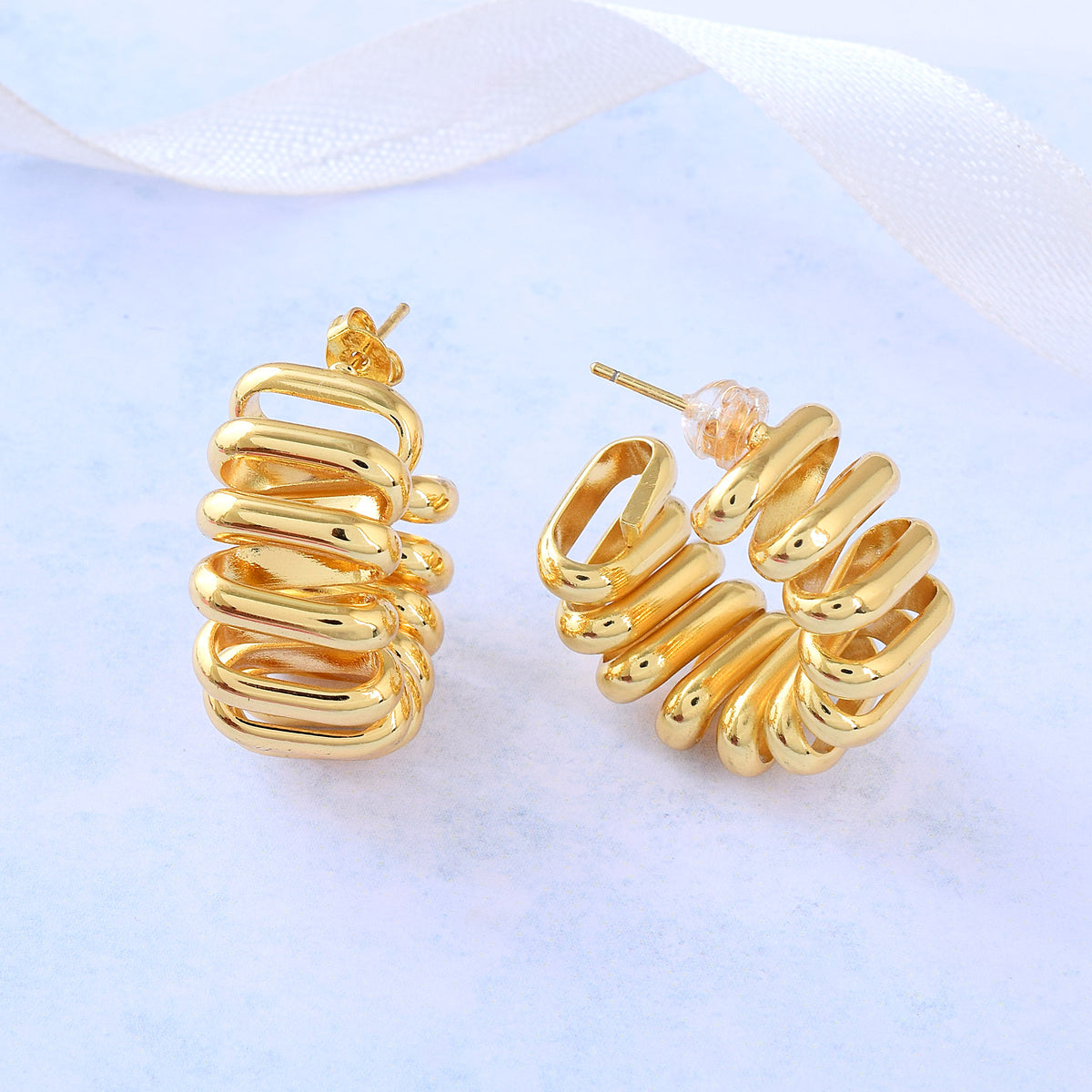 Classic Spiral Gold Hoop Earrings