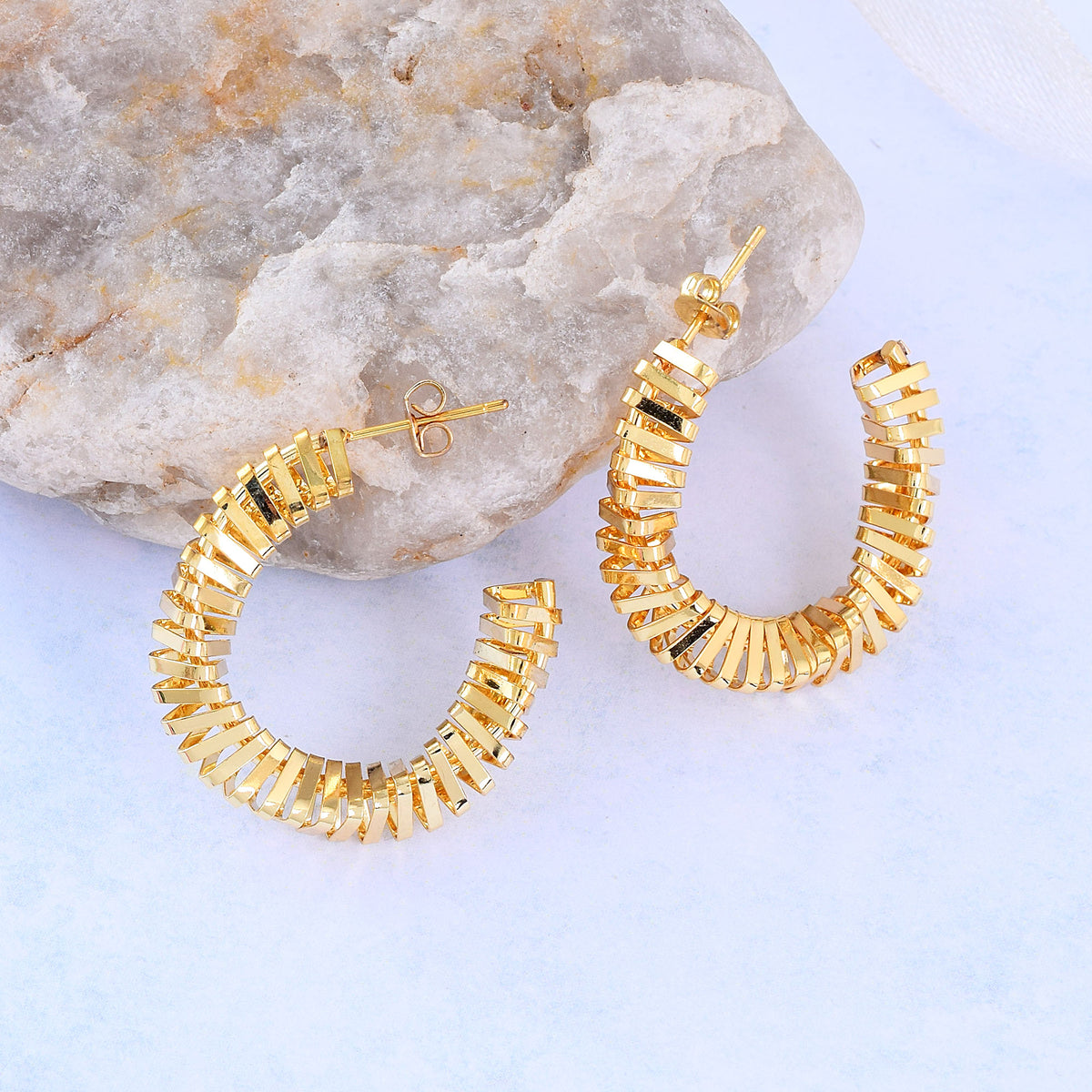 Spiral Wired Gold Hoop Earrings