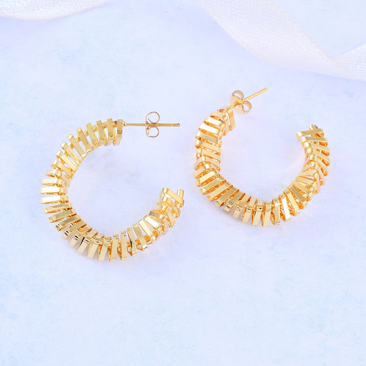 Spiral Wired Gold Hoop Earrings