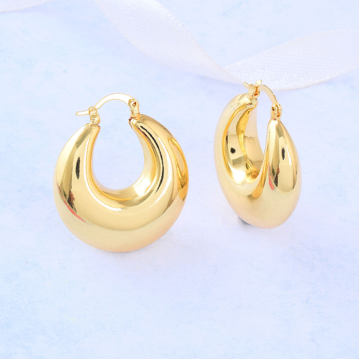 Classic Round Thick Gold Hoops
