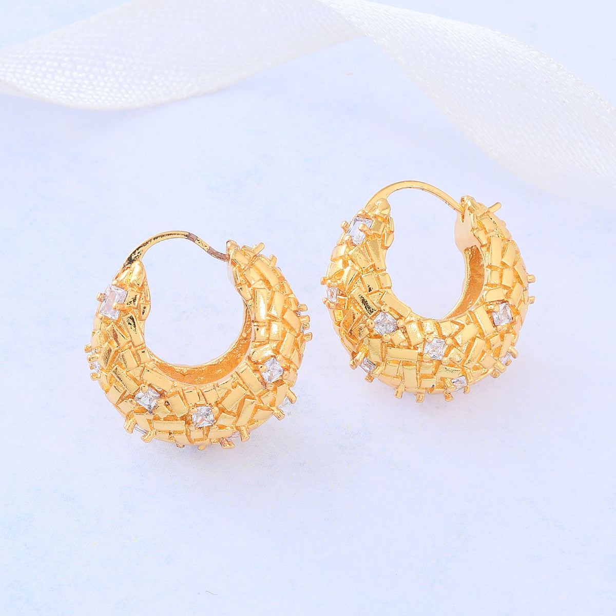 Swarovski Detailed Gold Hoop Earrings