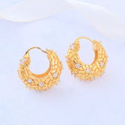 Swarovski Detailed Gold Hoop Earrings