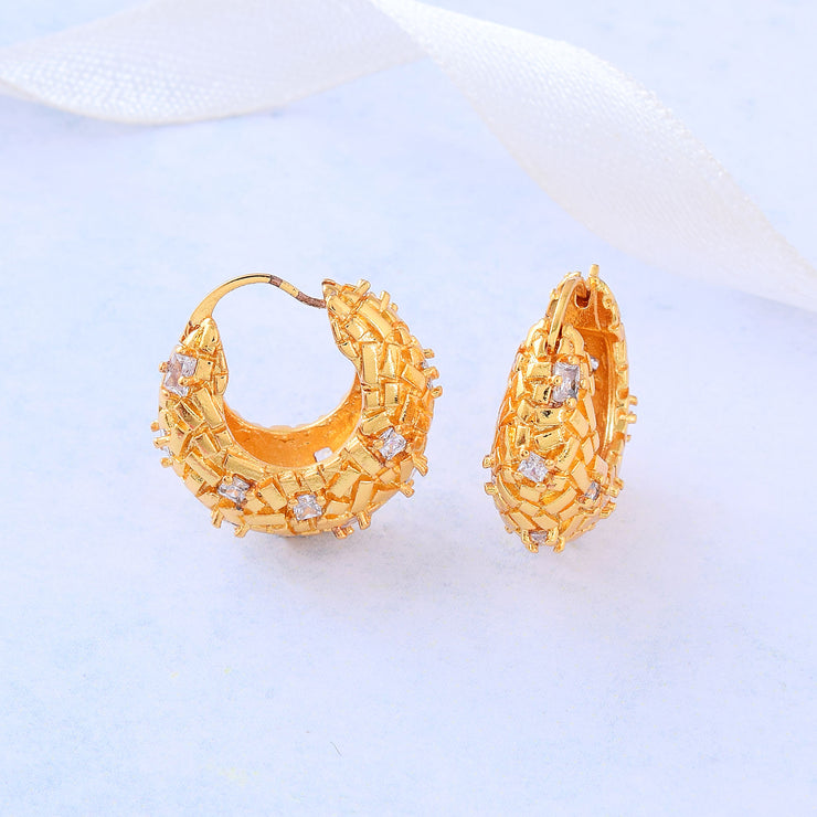 Swarovski Detailed Gold Hoop Earrings