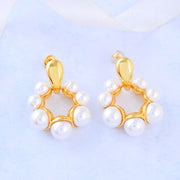 Pearl Round Gold Stud Earrings