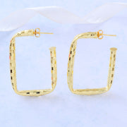 Rectangular Bold Gold Hoop Earrings