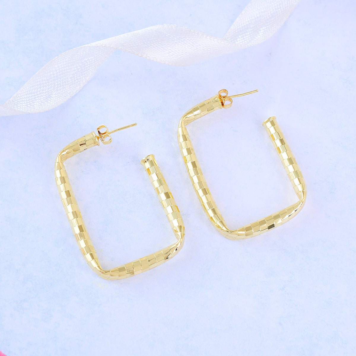 Rectangular Bold Gold Hoop Earrings