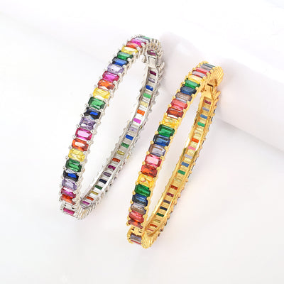 Baguette Rainbow Multi Color Bracelet