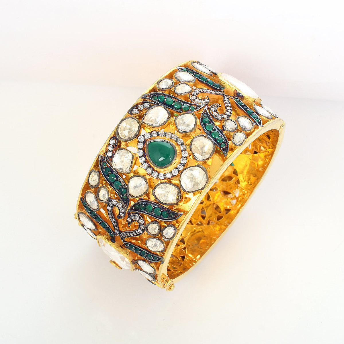 Pure Silver Rajasthani Polki Bracelet