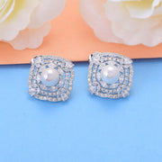 Swarovski Square Pearl Stud Earrings