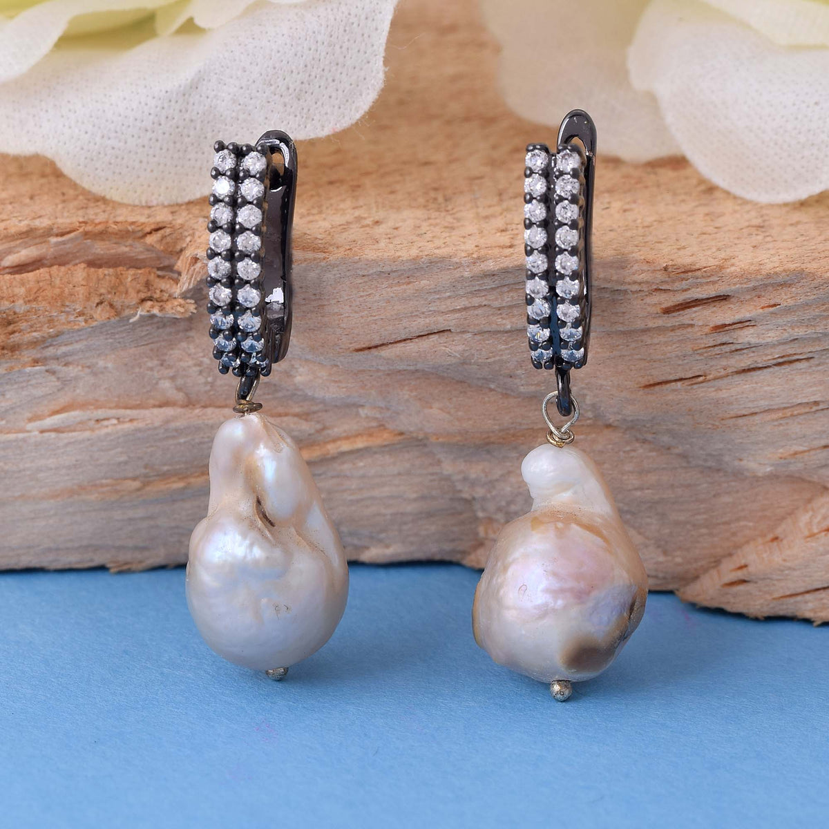 Baroque Silver Stud Earrings