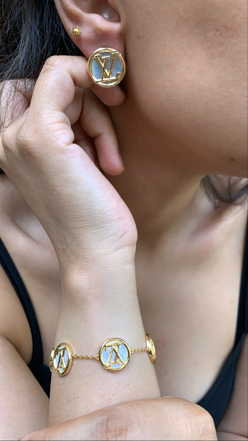 Mother Of Pearl LV Studs